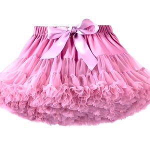 Pink Ruffled Skirt with Bow